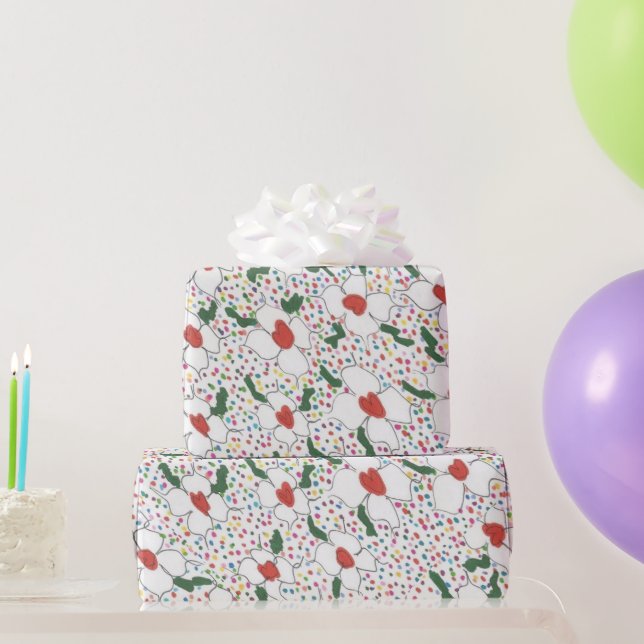 Papel De Presente Padrão Floral Clássico (Presentes para festas)