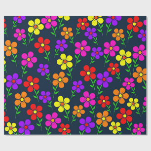 Papel De Presente Padrão Floral Colorido