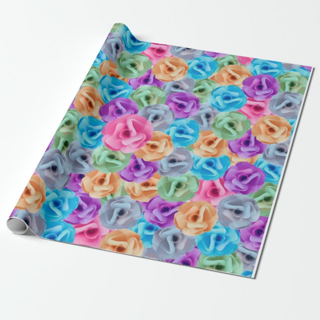 Papel De Presente padrão floral colorido (Desenrolado)