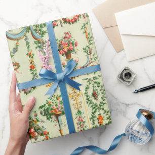 Papel De Presente Padrão floral colorido do século XVIII 