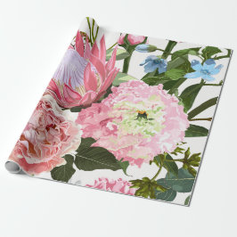 Papel De Presente Padrão floral com flores rosa.