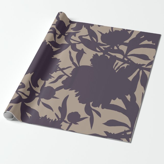 Papel De Presente Padrão floral contínuo ventilado. Silhouettes feit (Desenrolado)