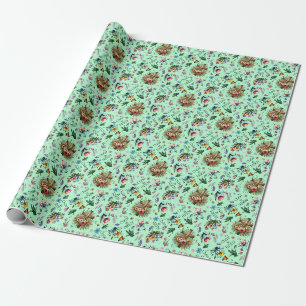 Papel De Presente Padrão Floral Cristão do Jardim de Páscoa Verde