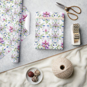 Papel De Presente Padrão Floral da Orquídea Suave Elegante - Na moda