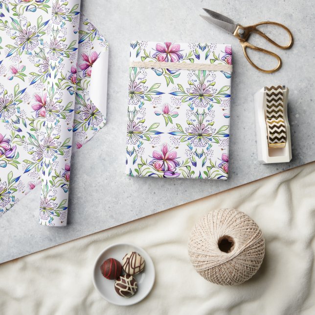 Papel De Presente Padrão Floral da Orquídea Suave Elegante - Na moda (Artesanato)