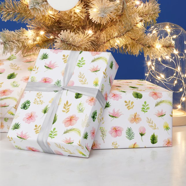 Papel De Presente Padrão Floral da Selva Tropical (Feriados)