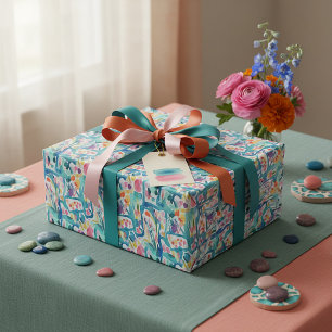 Papel De Presente padrão floral de abstrato d aquarela