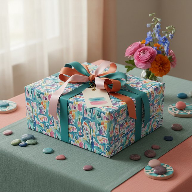 Papel De Presente padrão floral de abstrato d aquarela (Criador carregado)