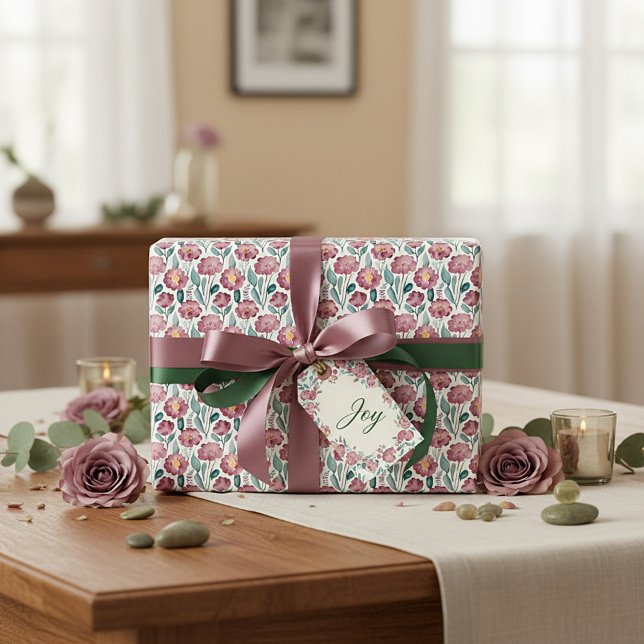 Papel De Presente Padrão floral de aquarela Mave (Criador carregado)