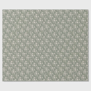 Papel De Presente Padrão Floral de Aquarela Romântica em Verde Sage