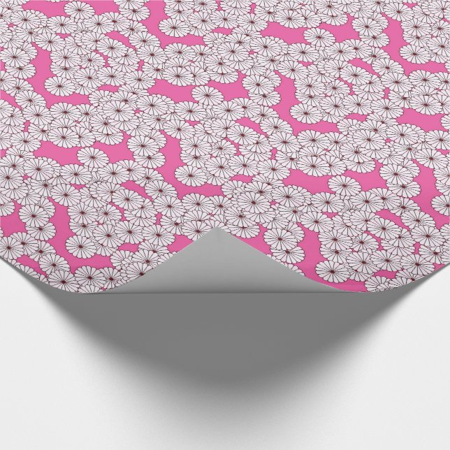 Papel De Presente Padrão floral de Art Deco - branco a rosa (Ponta)