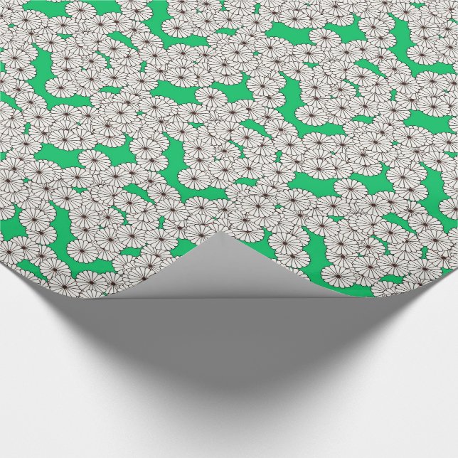 Papel De Presente Padrão floral de Art Deco - creme verde de jade (Ponta)