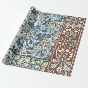 Papel De Presente Padrão Floral de Castanheira Art Nouveau Vintage