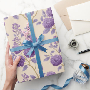Papel De Presente Padrão Floral de Creme de Flor de Lilás Cottagecor