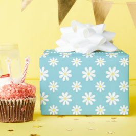Papel De Presente Padrão Floral de Disias Azuis Bonitas