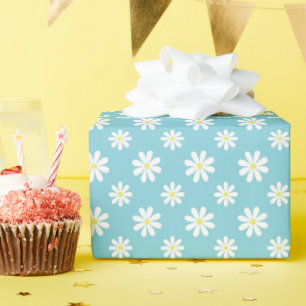 Papel De Presente Padrão Floral de Disias Azuis Bonitas