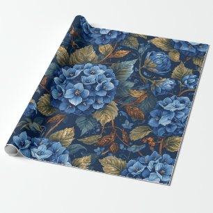 Papel De Presente Padrão Floral de Hortênsia Desbotada Elegante Deco