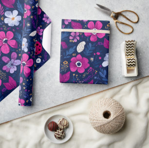 Papel De Presente Padrão Floral de Joaninha