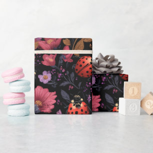 Papel De Presente Padrão Floral de Joaninha