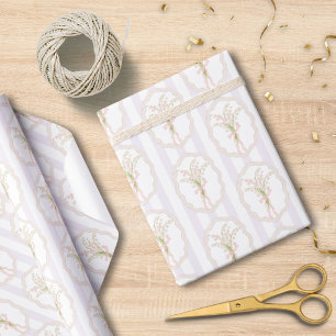 Papel De Presente Padrão Floral de Lírio-do-Vale em Aquarela