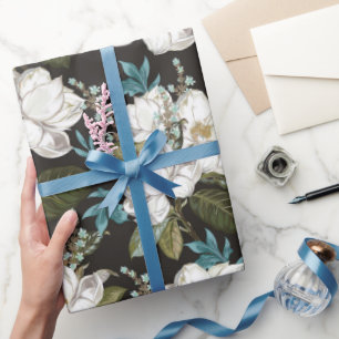 Papel De Presente Padrão Floral de Magnólia