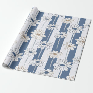 Papel De Presente Padrão Floral de Margarida Minimalista (3)