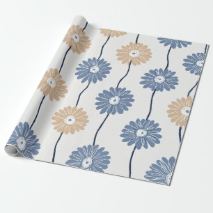 Papel De Presente Padrão Floral de Margarida Minimalista (6)