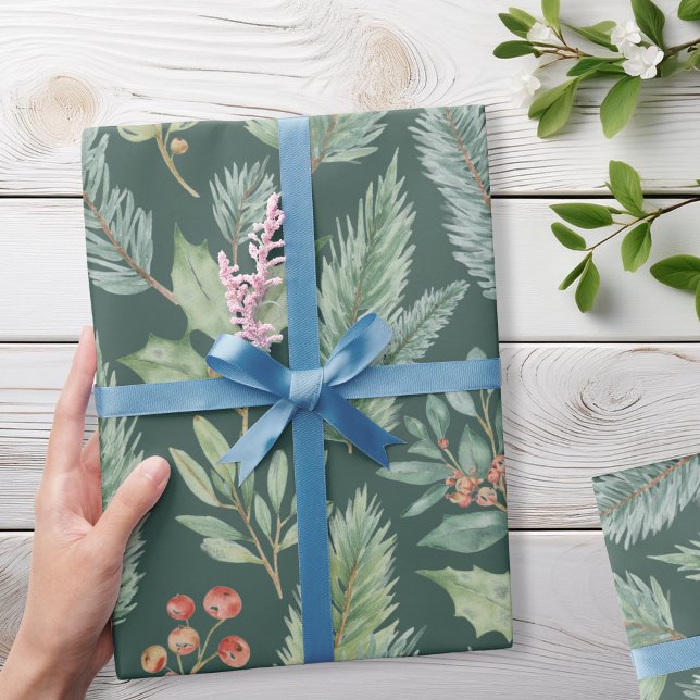 Papel De Presente Padrão Floral de Natal Moderno (Criador carregado)