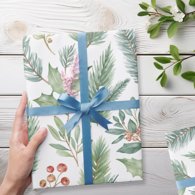 Papel De Presente Padrão Floral de Natal Moderno (Criador carregado)