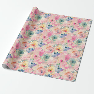 Papel De Presente Padrão Floral de Pastel Colorida abstrato