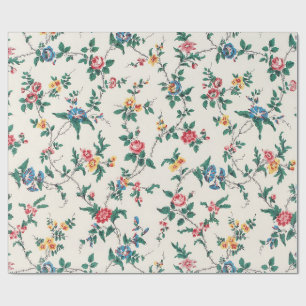 Papel De Presente Padrão floral de rosas vermelhas vintage e flores