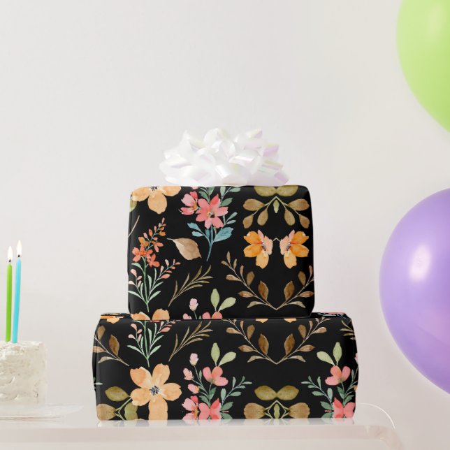 Papel De Presente Padrão Floral de Superfície - Primavera de Aquarel (Presentes para festas)