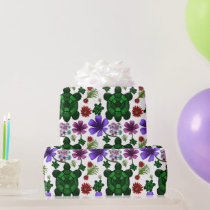 Papel De Presente Padrão floral de tartarugas