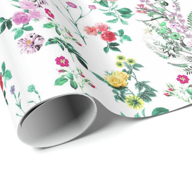 Papel De Presente Padrão Floral de Verão Leve e Bonito (Ponta do rolo)