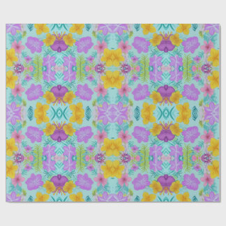 Papel De Presente Padrão Floral de Verão Tropical - Hibisco Brilhant