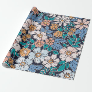 Papel De Presente Padrão floral elegante em flor de desenhar de mão 
