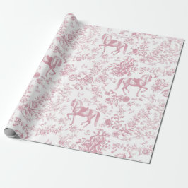 Papel De Presente Padrão Floral Elegante Vintage Cor-de-Rosa Cavalo