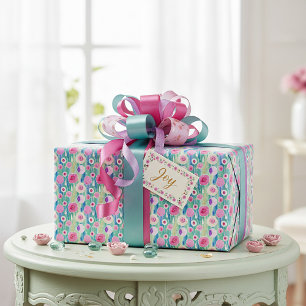Papel De Presente Padrão floral em aquarela pastel