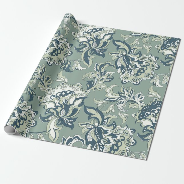 Papel De Presente padrão floral étnico uniforme. folclórico batik ou (Desenrolado)