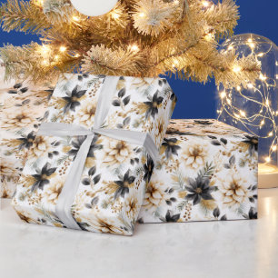 Papel De Presente Padrão floral festivo de Natal