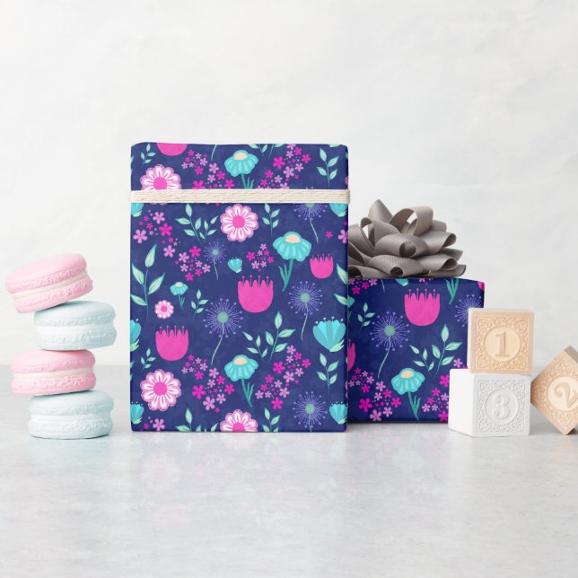 Papel De Presente Padrão floral fofo de fundo (Chá de bebê)