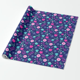 Papel De Presente Padrão floral fofo de fundo