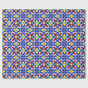 Papel De Presente Padrão Floral Geométrico Colorido Inspirado
