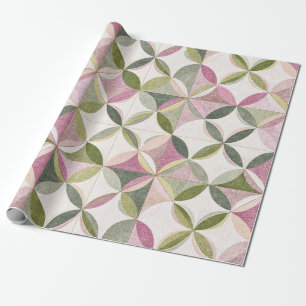 Papel De Presente Padrão Floral Geométrico Pastel Cottagecore