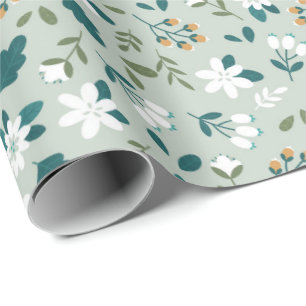 Papel De Presente Padrão floral incolor e fino