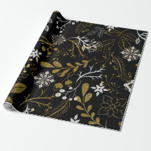 Padrão floral intrincado com dourado e branco