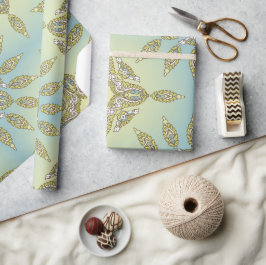 Papel De Presente Padrão floral intrincado com folhas simétricas