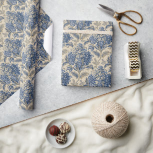 Papel De Presente Padrão Floral Jacinto de William Morris azul
