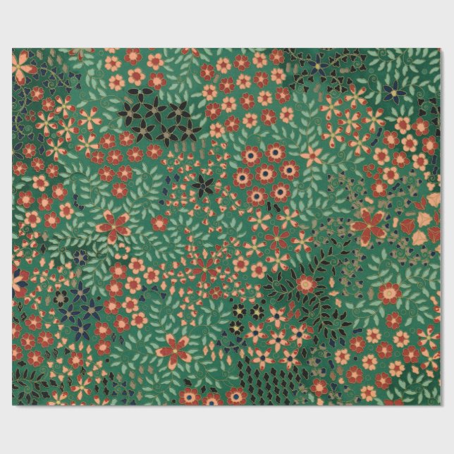 Papel De Presente Padrão floral japonês bonito vintage (Aberto)