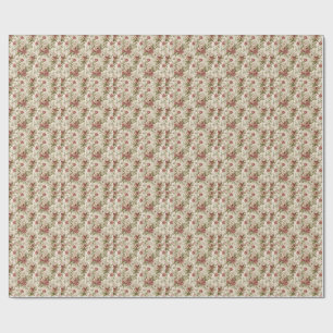 Papel De Presente Padrão Floral Jardim Rosa Inglês Vintage & Creme